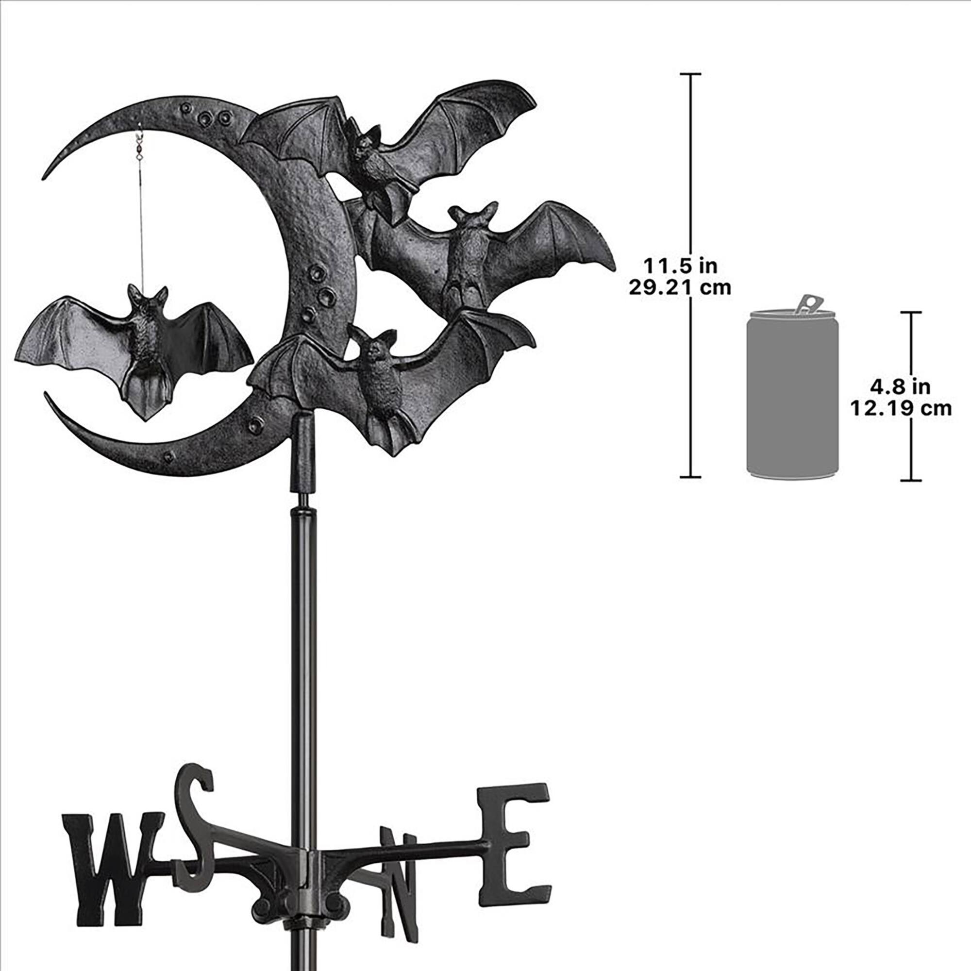 Design Toscano Garden Stake Crescent Moon Vampire Bats Metal Weathervane